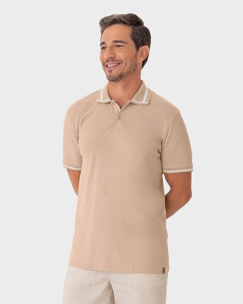 Camisa Polo Masculina Detalhe Retilínea Em Piquet Stretch