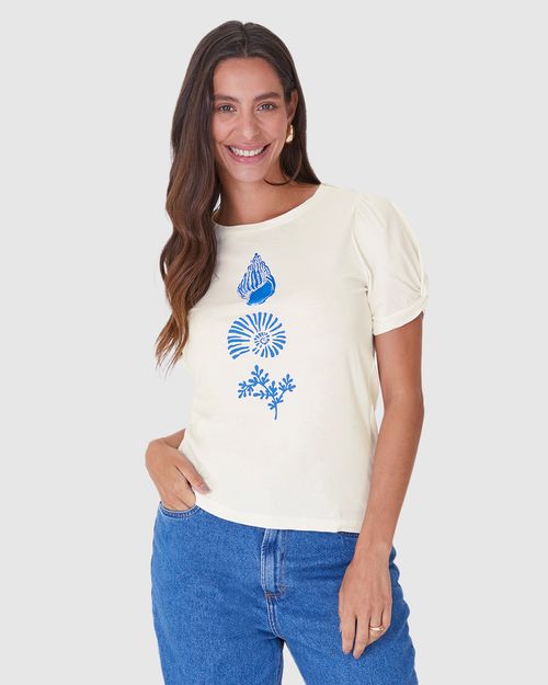 Camiseta Feminina Estampa Efeito Relevo Em Algodão
