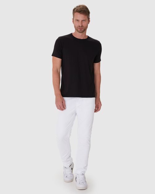 Calça Masculina Slim Cintura Média Em Sarja Com Elastano