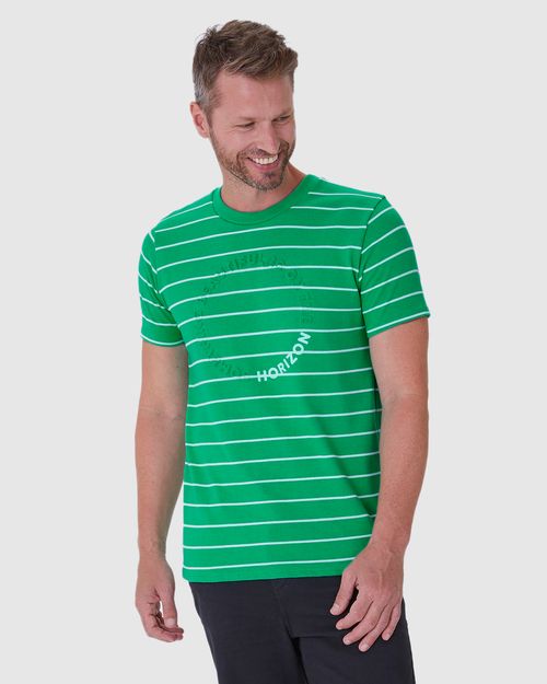 Camiseta Masculina Manga Curta Horizon Em Malha Listrada