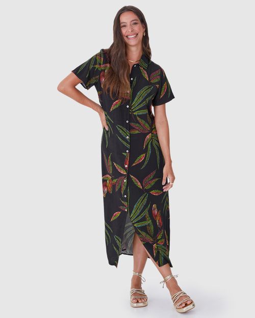 Vestido Chemise Feminino Estampado Em Viscose