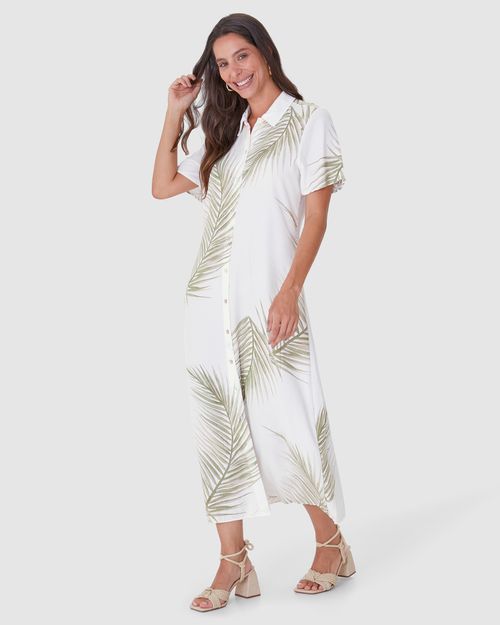 Vestido Chemise Feminino Estampado Em Viscose
