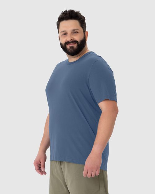 Camiseta Básica Masculina Plus Size Decote Redondo Em Algodão