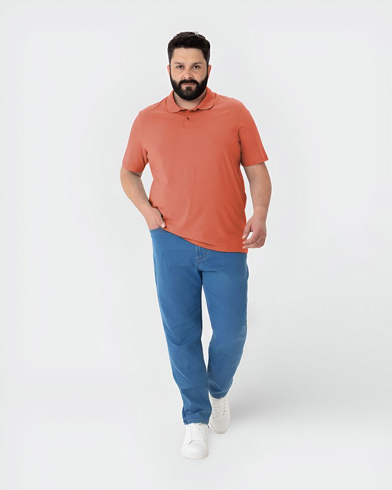 Camisa Polo Básica Masculina Plus Size Em Algodão