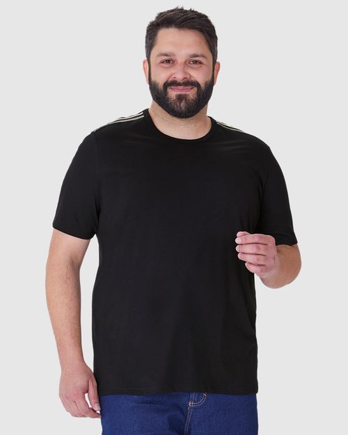 Camiseta Masculina Plus Size Com Detalhe Retilínea Em Algodão