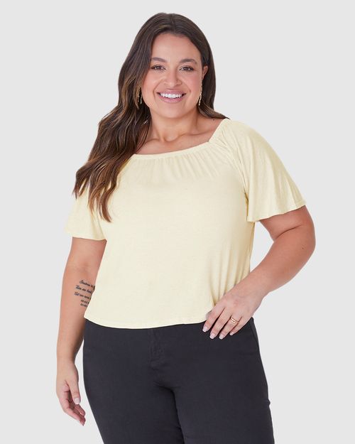 Blusa Feminina Plus Size Ampla Em Malha Viscolinho Stretch