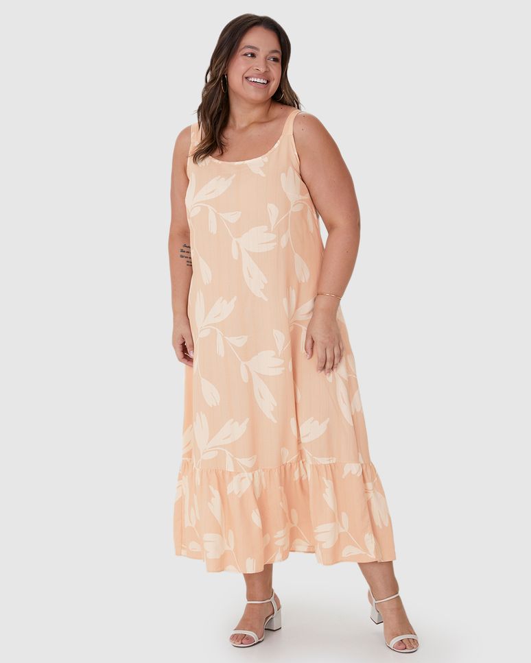 Vestido Midi Feminino Plus Size Em Viscose Lurex