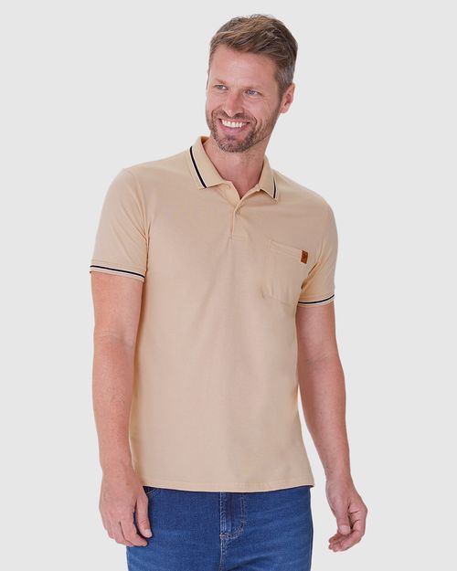 Camisa Polo Masculina Bolso Frontal Em Algodão