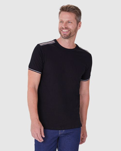 Camiseta Masculina Com Detalhe Retilínea Em Algodão