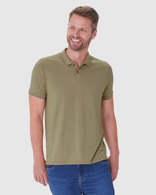 Camisa Polo Masculina Gola E Manga Retilínea Em Malha Texturizada