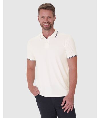 Camisa Polo Masculina Gola E Manga Retilínea Em Malha Texturizada