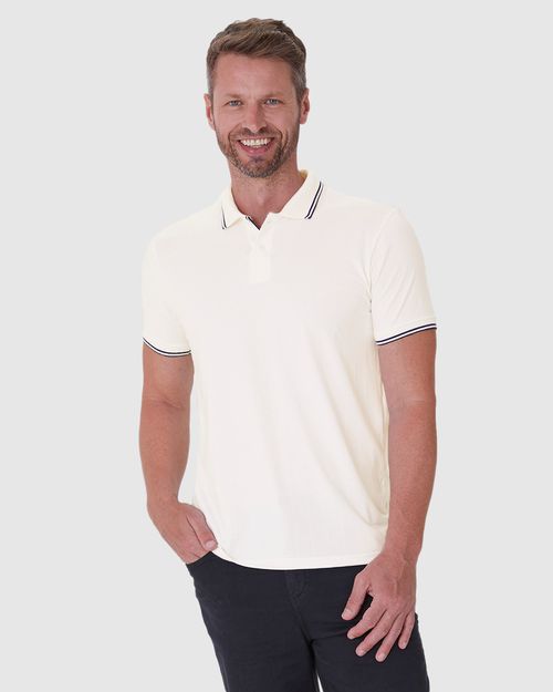 Camisa Polo Masculina Gola E Manga Retilínea Em Malha Texturizada