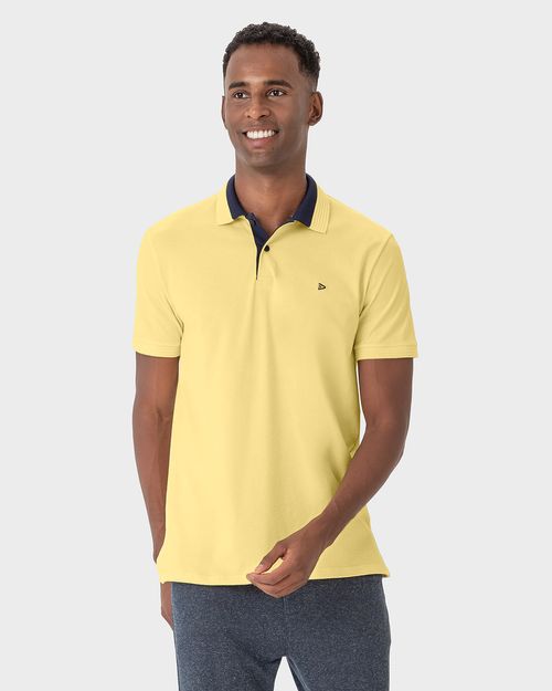 Camisa Polo Masculina Gola Contraste Em Piquet Stretch