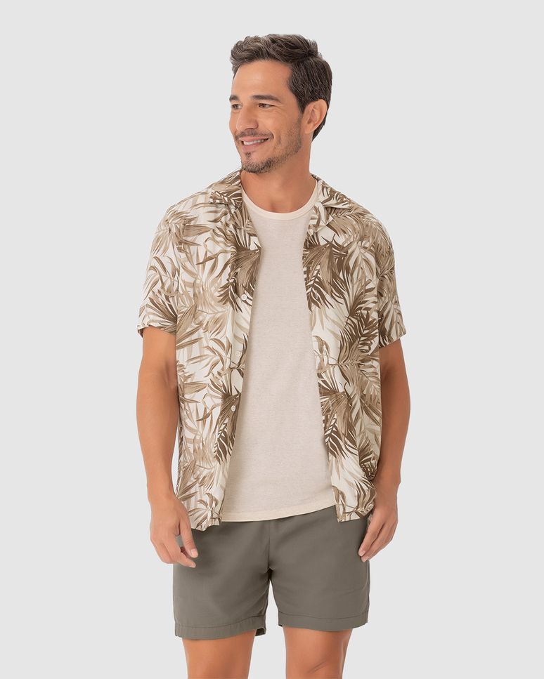 Shorts Masculino Slim Bolso Costas Em Algodão Sarjado