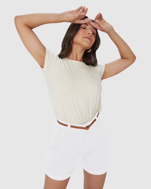 Bermuda Alfaiataria Feminina Com Cinto Em Sarja Stretch