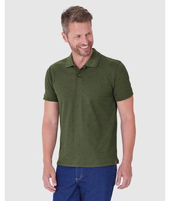 Camisa Polo Masculina Com Estampa Em Piquet Stretch