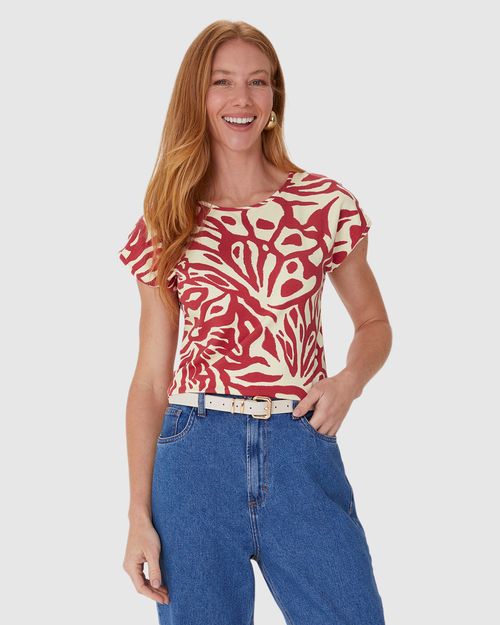 Blusa Feminina Estampada Manga Sem Cava Em Viscose Stretch