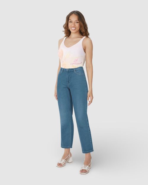 Regata Feminina Estampada Decote V Em Malha Viscolinho Stretch