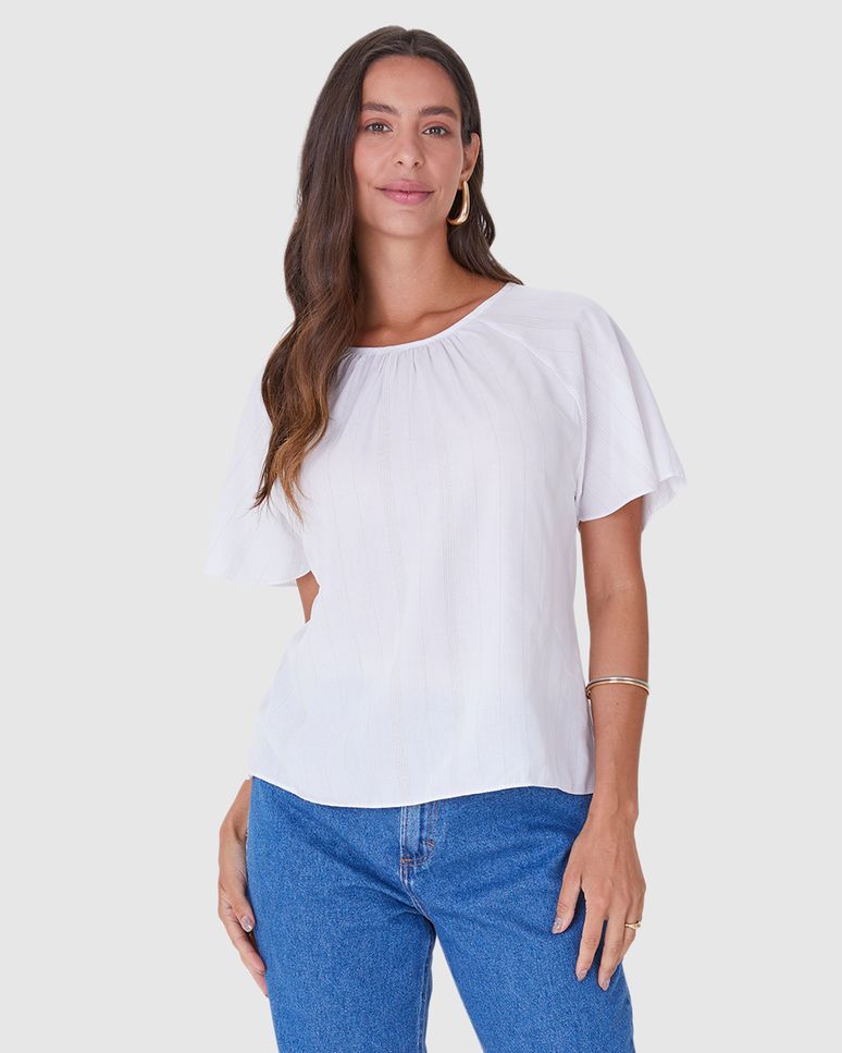 Blusa Feminina Manga Ampla Em Viscose Lurex