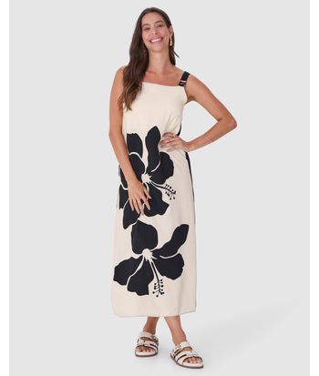 Vestido Midi Feminino Estampa Dupla Face Em Viscose