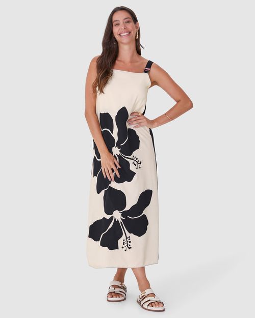 Vestido Midi Feminino Estampa Dupla Face Em Viscose