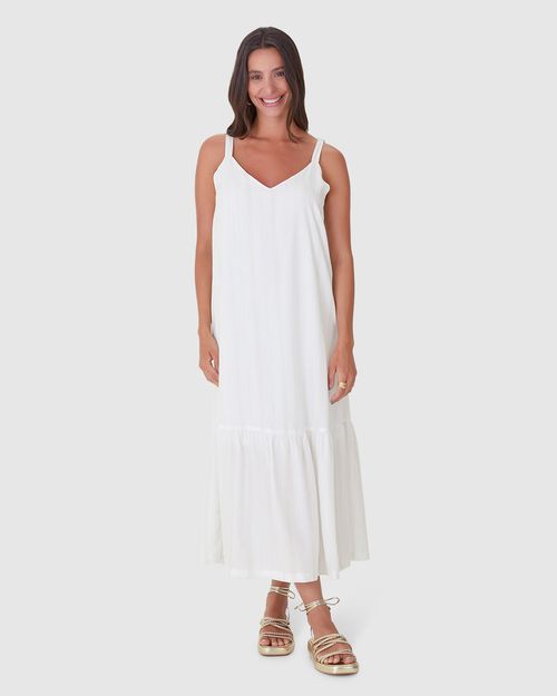 Vestido Midi Feminino Alça Regulável Em Viscose Lurex