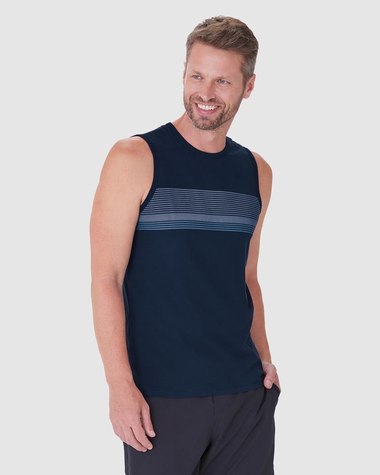 Regata Masculina Listrado Frontal Em Algodão