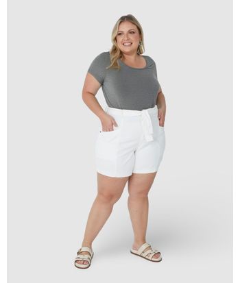Blusa Básica Feminina Plus Size Decote Redondo Em Algodão