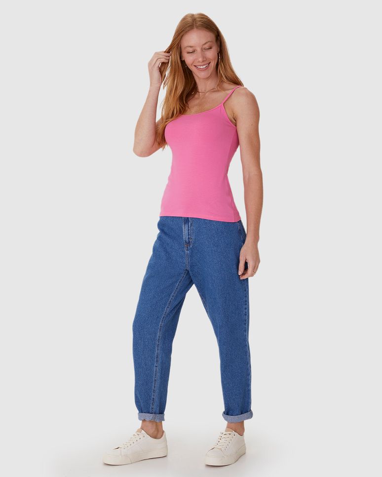 Regata Básica Feminina Alça Fina Em Algodão