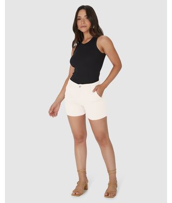 Shorts Alfaiataria Feminino Em Sarja Com Elastano