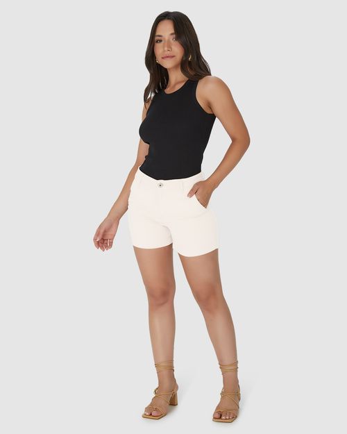 Shorts Alfaiataria Feminino Em Sarja Com Elastano