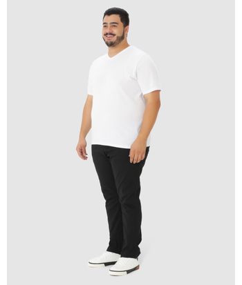 Calça Masculina Plus Size Chino Em Sarja Com Elastano