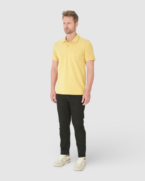 Camisa Polo Básica Masculina Gola Retilínea Em Piquet Stretch