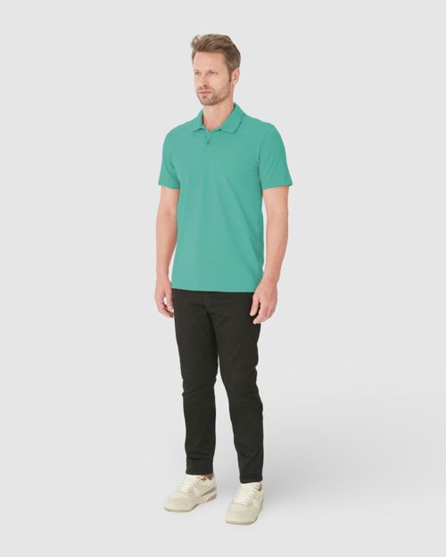 Camisa Polo Básica Masculina Gola Retilínea Em Piquet Stretch