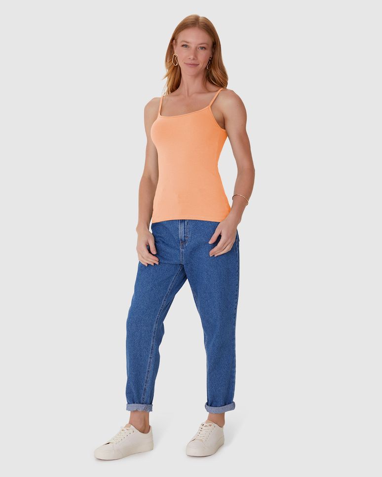 Regata Básica Feminina Alça Fina Em Algodão