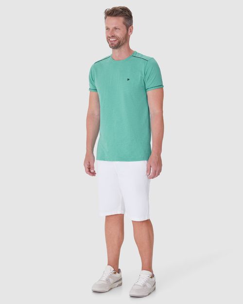Camiseta Masculina Bordado Frontal Em Malha Texturizada