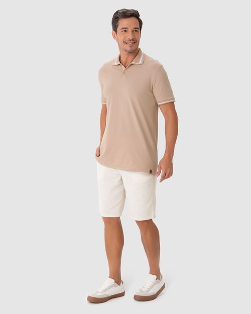 Camisa Polo Masculina Detalhe Retilínea Em Piquet Stretch