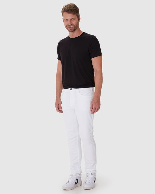Calça Masculina Slim Cintura Média Em Sarja Com Elastano