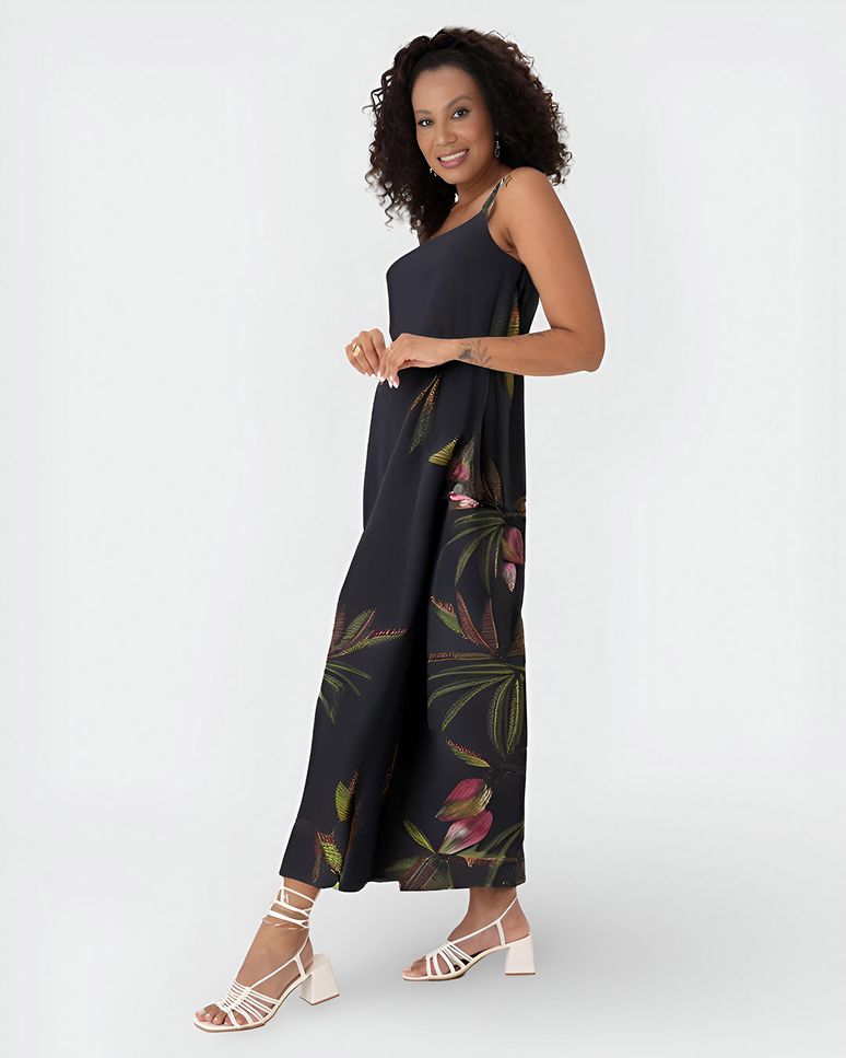 Vestido Longo Feminino Estampa Digital Em Viscose
