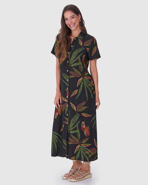 Vestido Chemise Feminino Estampado Em Viscose
