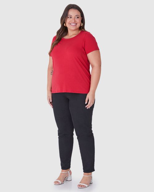 Blusa Básica Feminina Plus Size Decote Redondo Em Algodão