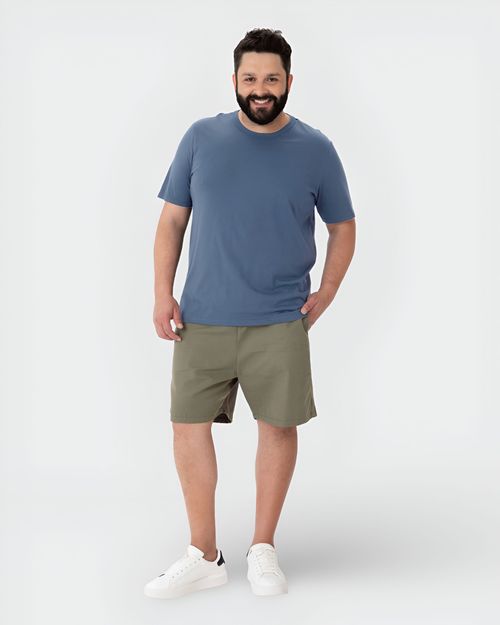 Camiseta Básica Masculina Plus Size Decote Redondo Em Algodão
