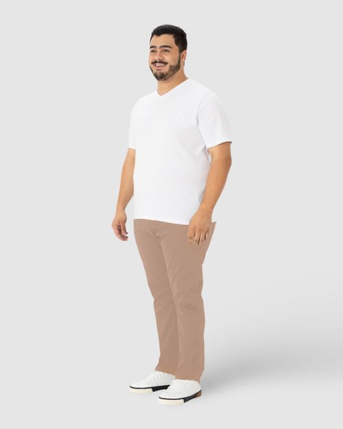 Calça Masculina Plus Size Chino Em Sarja Com Elastano