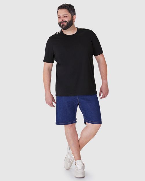 Camiseta Masculina Plus Size Com Detalhe Retilínea Em Algodão