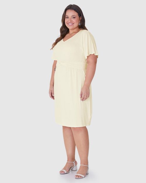 Vestido Feminino Plus Size Acinturado Em Malha Viscolinho Stretch