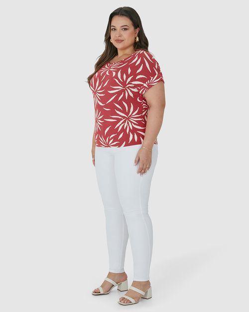 Blusa Feminina Plus Size Ampla Estampada Em Malha Viscolinho Stretch