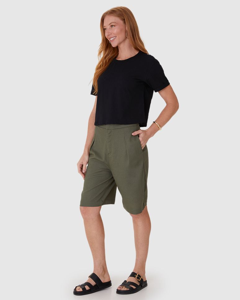 Blusa Básica Feminina Manga Curta Em Algodão