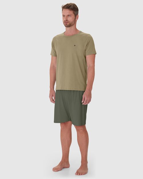 Pijama Masculino Camiseta E Shorts Em Algodão