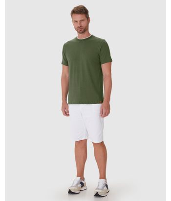 Camiseta Masculina Gola Dupla Em Malha Linho
