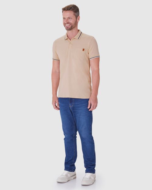 Camisa Polo Masculina Bolso Frontal Em Algodão